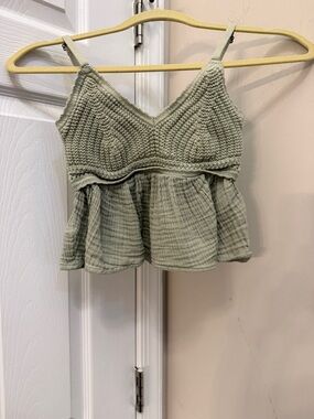 Hollister Light Sage Knit Peplum Cami Top